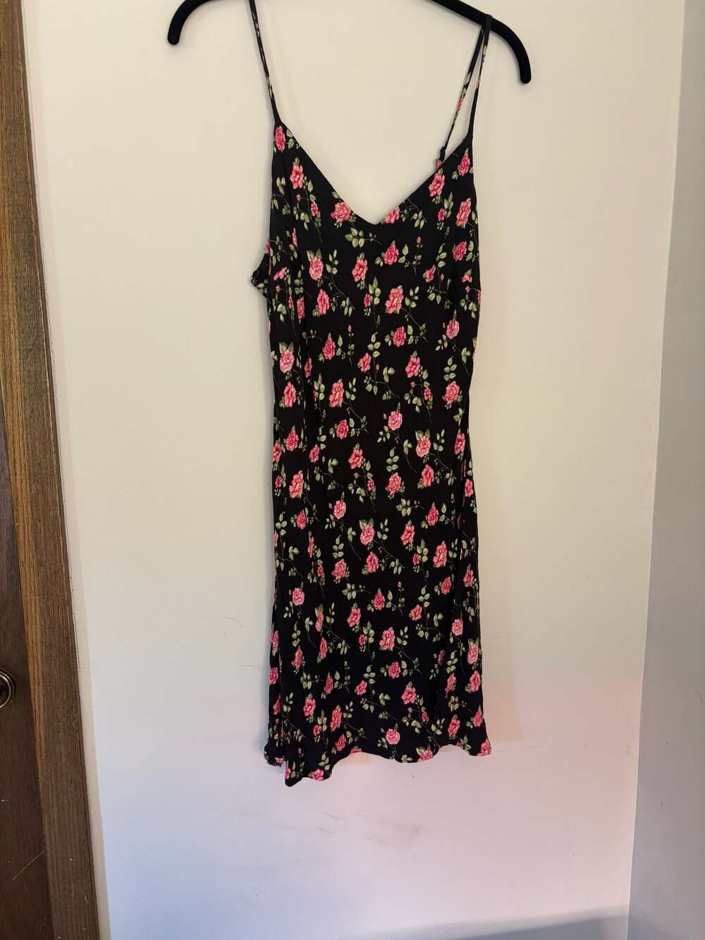 L.A. Hearts Coquette Romantic Black Floral Print V-Neck Slip Dress Sz M